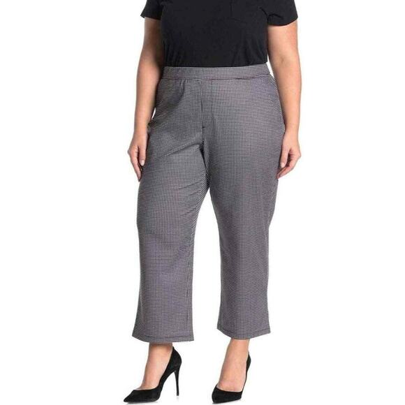 Sanctuary Pull On Flat Front Stretch Crop Pants Plus Sz 3X Black Mini Check NWT - Picture 5 of 8